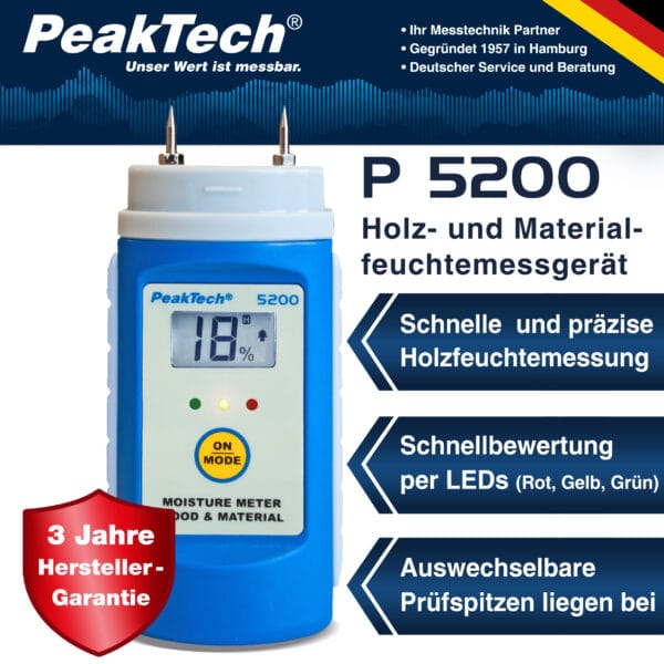 PeakTech® P 5200 Wood- and Material Moisture Meter - Image 2