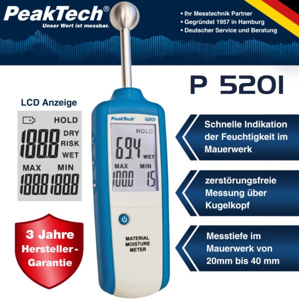 PeakTech® P 5201 Wood - and Material Moisture Meter - Image 2