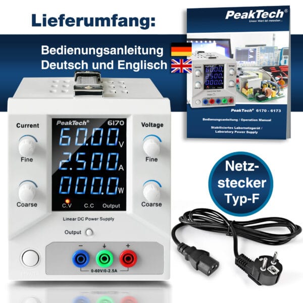 PeakTech® P 6170 Laboratory power supply 0-60 V / 0-2,5 A DC - Image 7