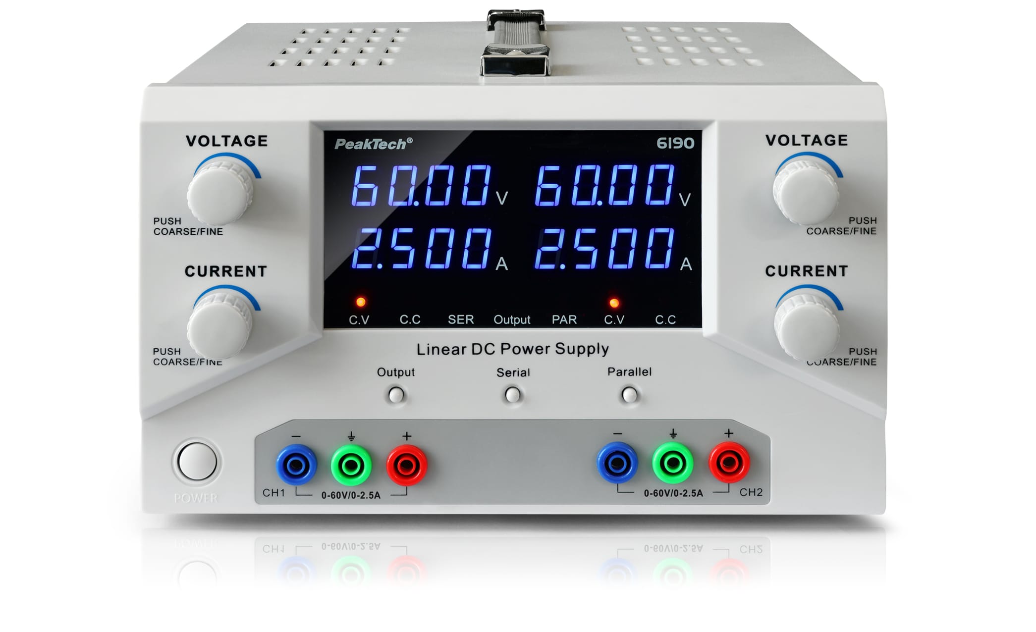 PeakTech® P 6190 Lab power supply 2x 0-60 V / 0-2