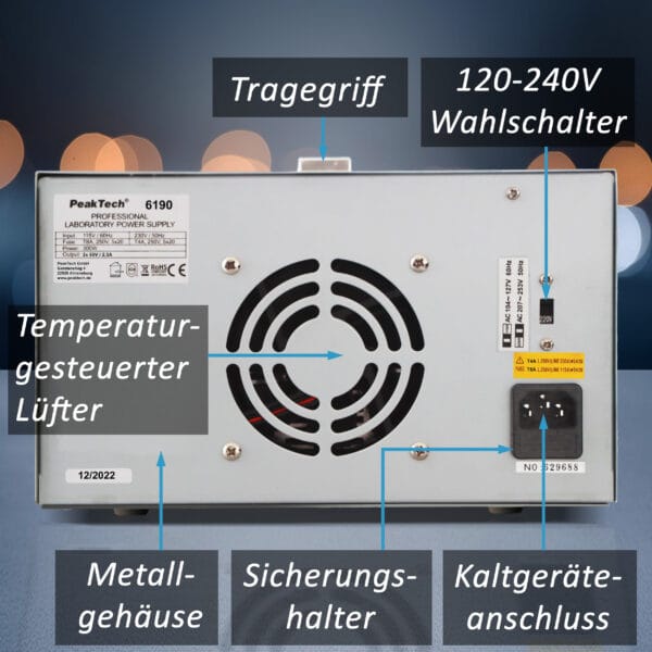 PeakTech® P 6190 Lab power supply 2x 0-60 V / 0-2,5 A DC & USB - Image 5