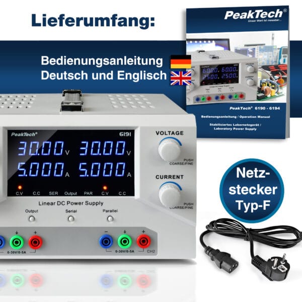 PeakTech® P 6191 Laboratory power supply 2x 0-30 V / 0-5 A DC - Image 8