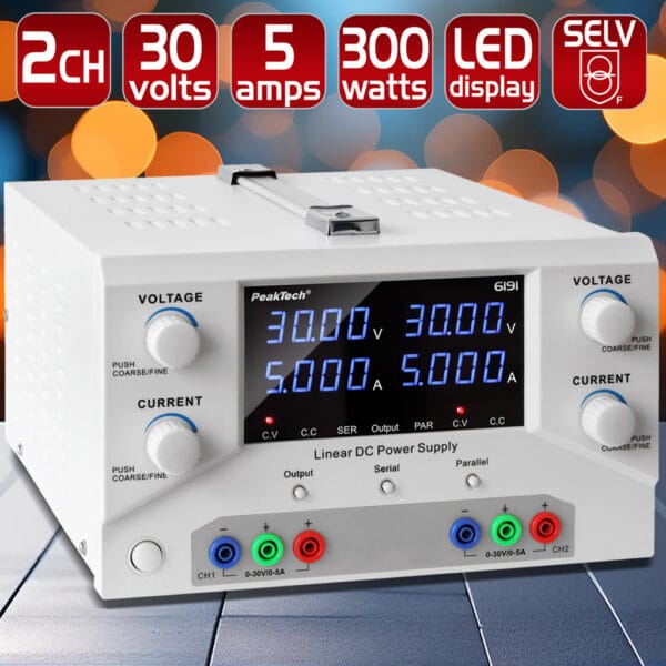 PeakTech® P 6191 Laboratory power supply 2x 0-30 V / 0-5 A DC - Image 4
