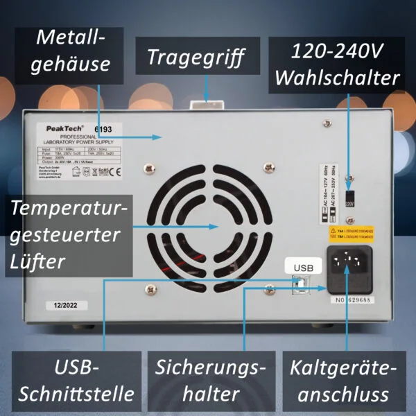 PeakTech® P 6193 Laboratory power supply 0-30 V / 0-5 A DC & USB - Image 5