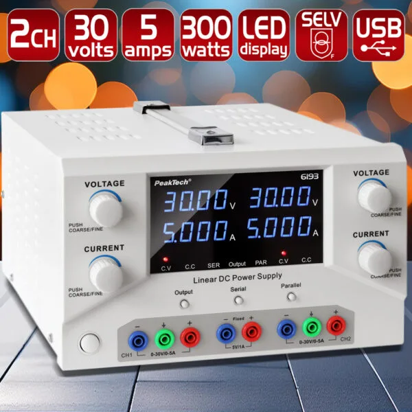 PeakTech® P 6193 Laboratory power supply 0-30 V / 0-5 A DC & USB - Image 4