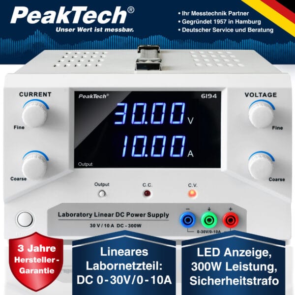PeakTech® P 6194 Laboratory power supply 0-30 V / 0-10 A DC - Image 5