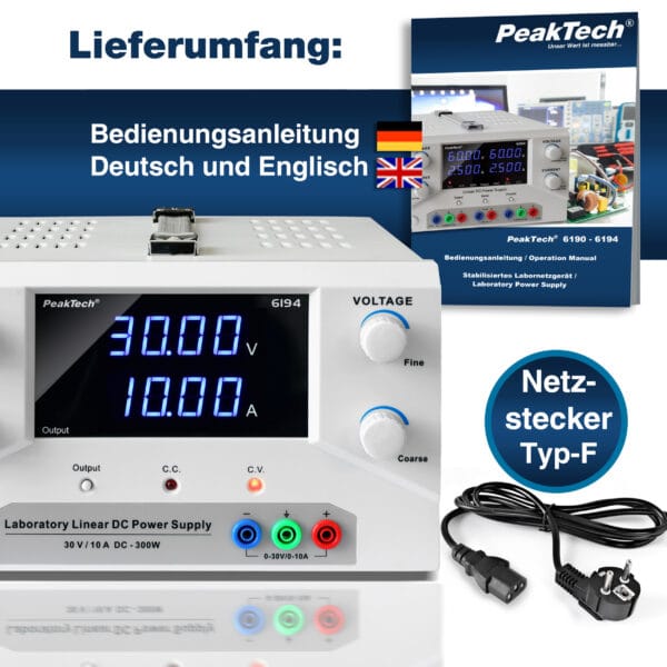 PeakTech® P 6194 Laboratory power supply 0-30 V / 0-10 A DC - Image 8