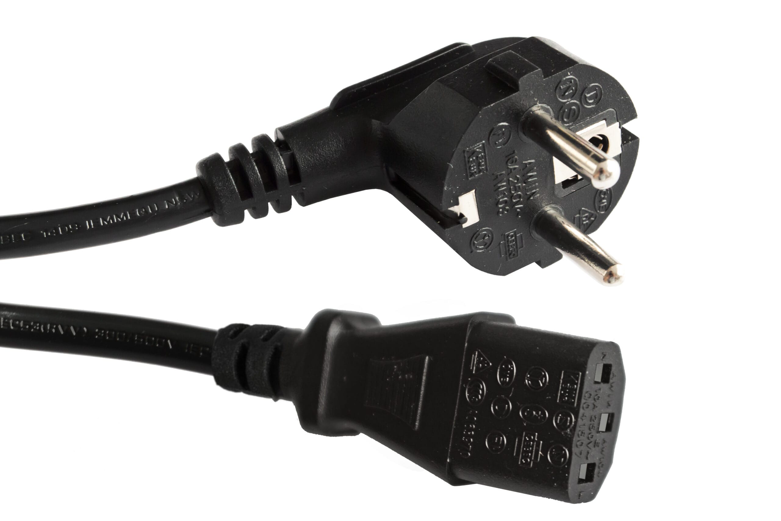 PeakTech® NK / EU-ST IEC connection cable Length: 1.5m black 10-16 A / 250 V