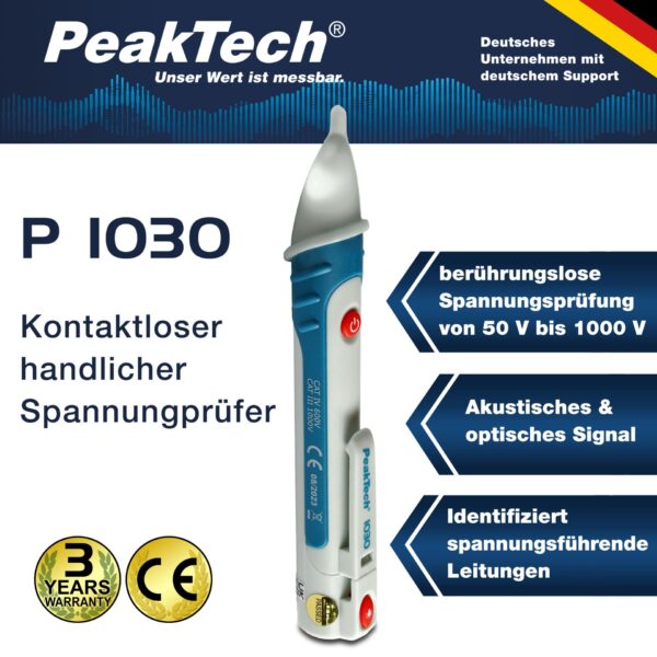 peaktech® p 1030 ac voltage detector 50 1000 v ac, non contact
