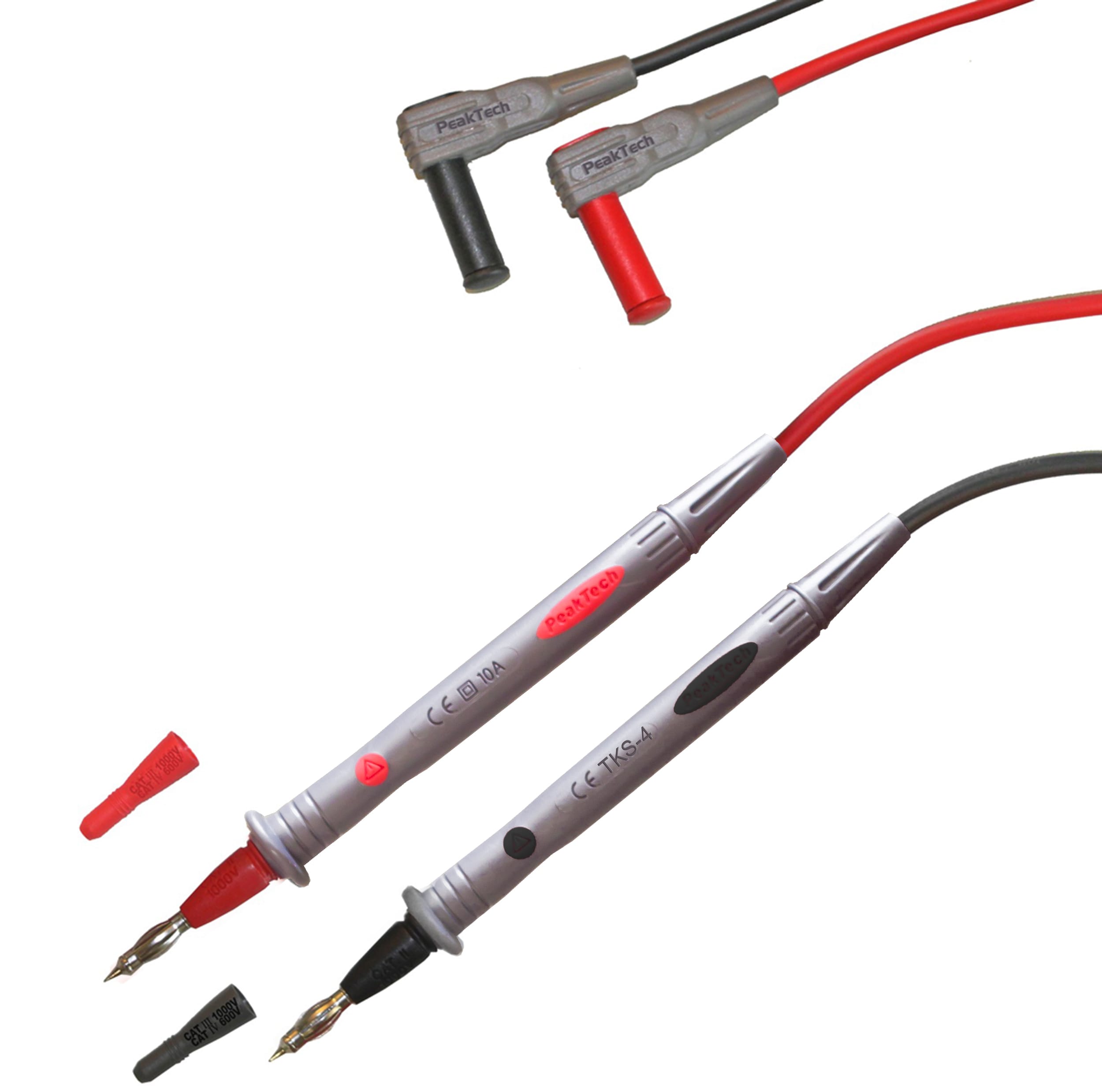 PeakTech® TKS-4 Test Leads with 4 mm spring-contact probe tip